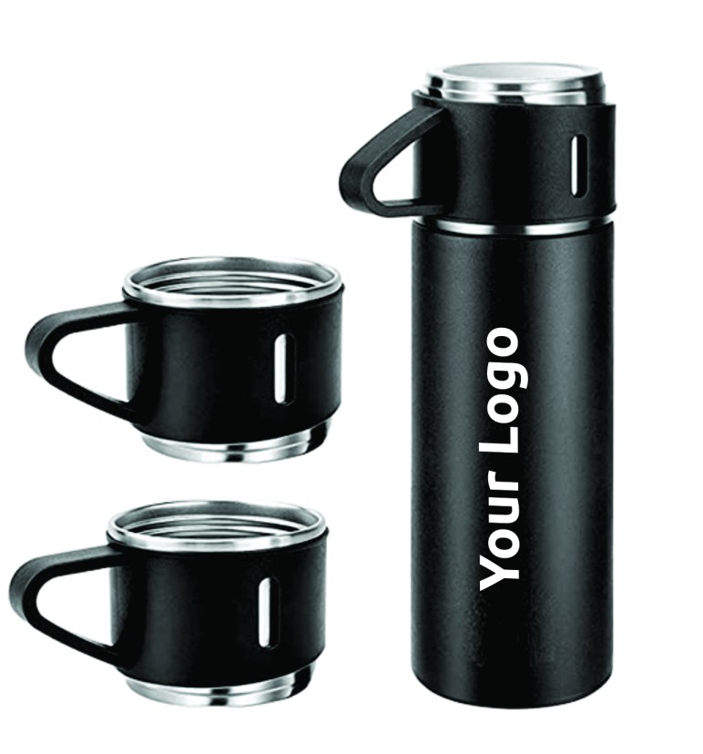 3 Mugs Vacuum Flask Set