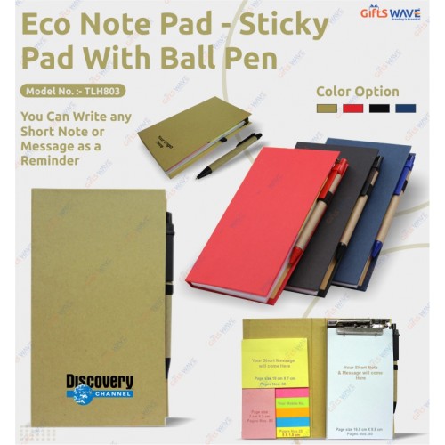 Eco Sticky Note Pad With Ball Pen 