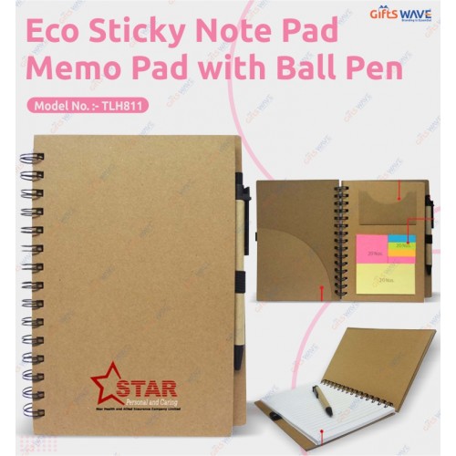 Eco Sticky Notepad with Pen 